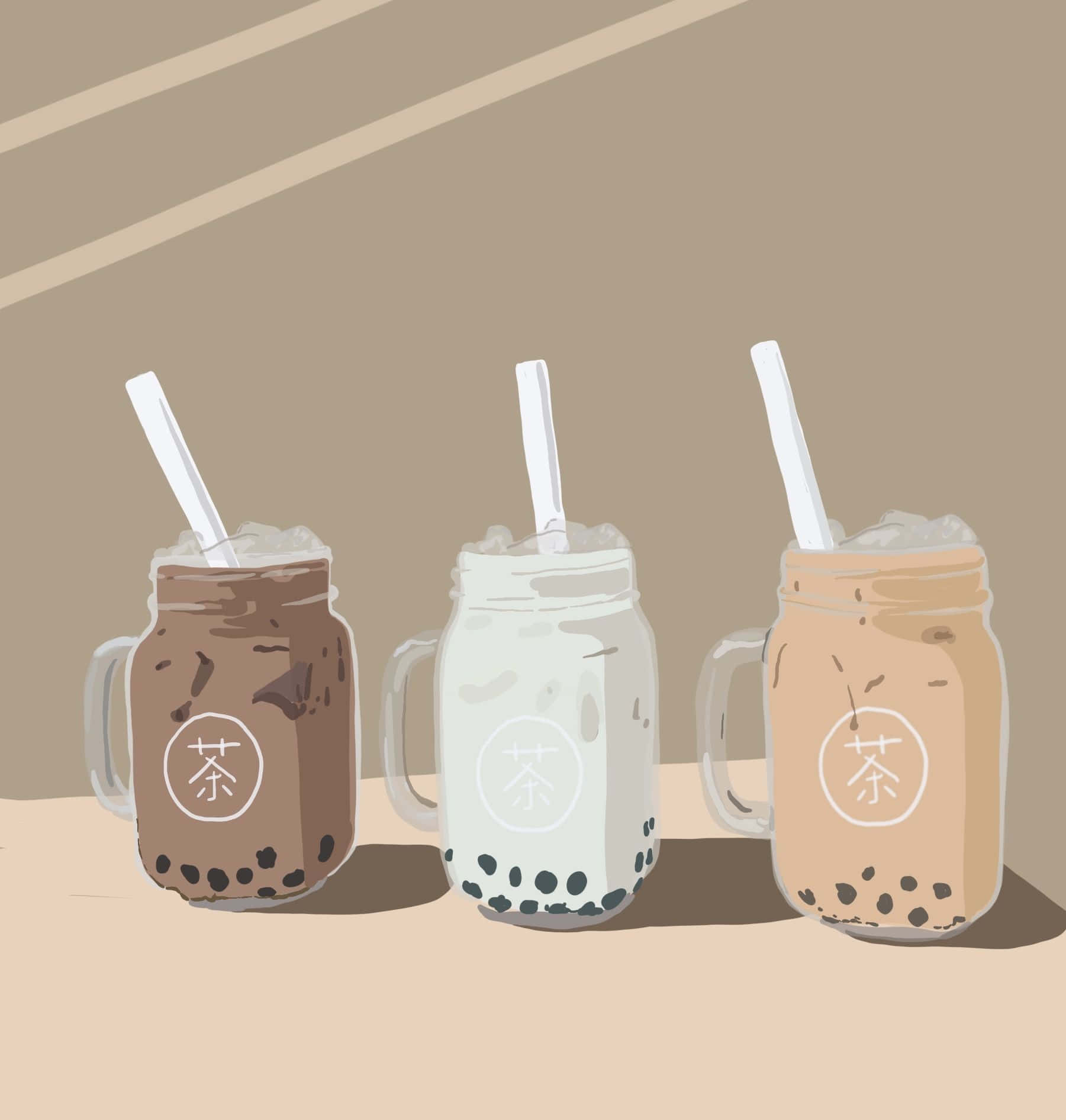 Assorted Boba Tea Mason Jars Wallpaper