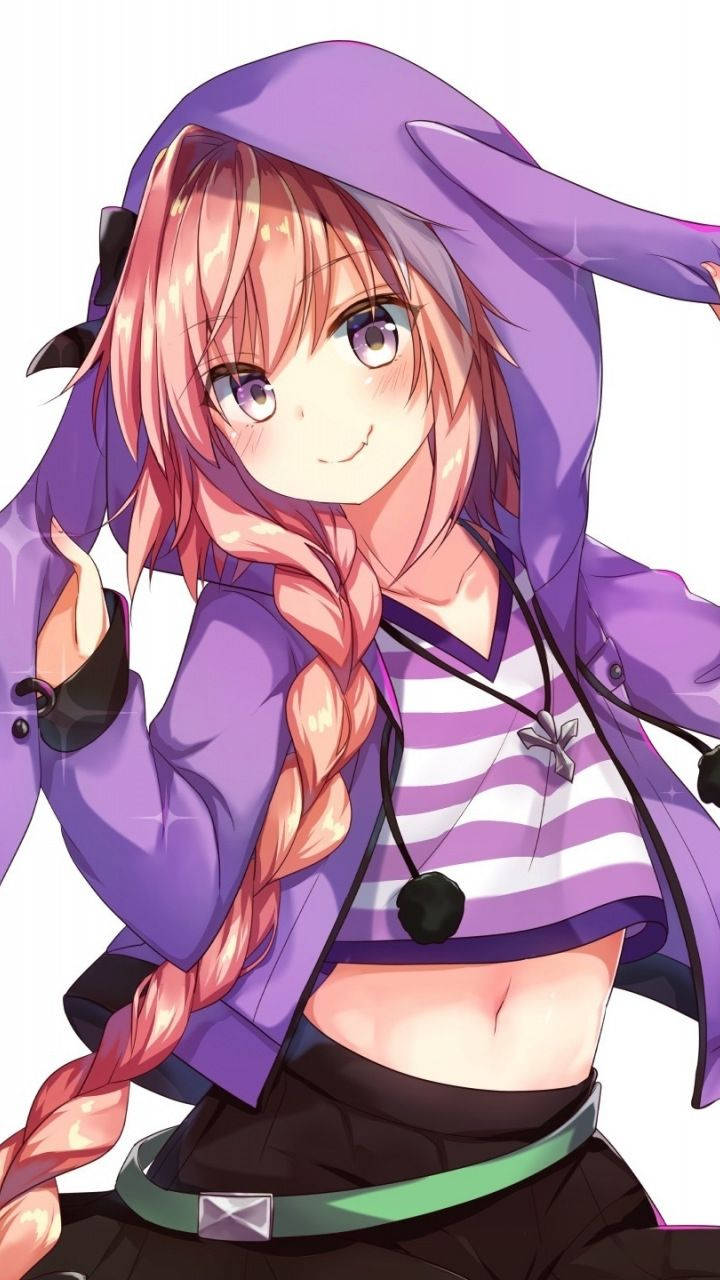 Astolfo In Purple Hoodie Wallpaper