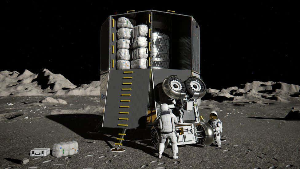 Astronaut Maneuvering The Lunar Rover On The Moon Wallpaper