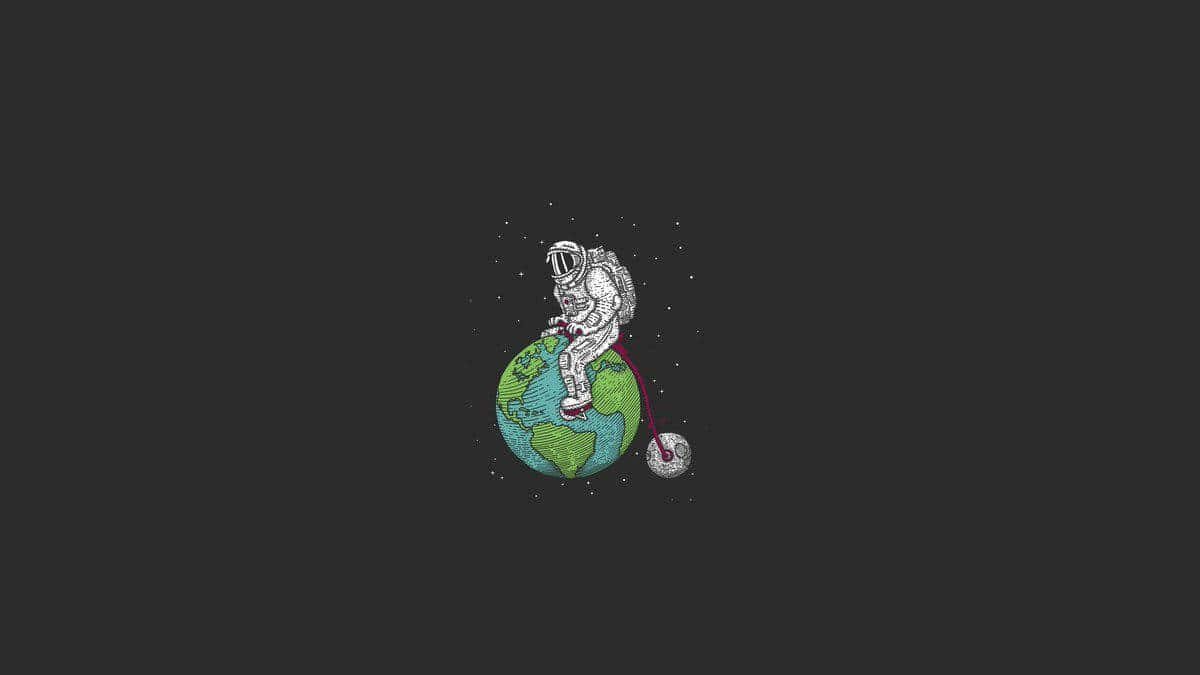 Astronaut Vacuuming Earth_ Artwork Wallpaper