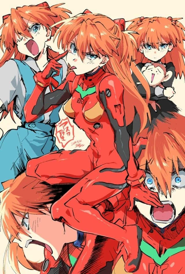 Asuka Langley Soryu In Action Wallpaper