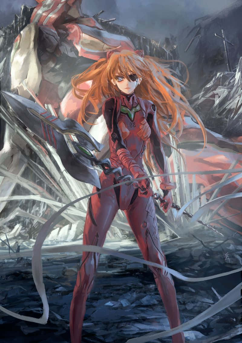 Asuka Langley Soryu Posing In Her Pilot Suit Wallpaper