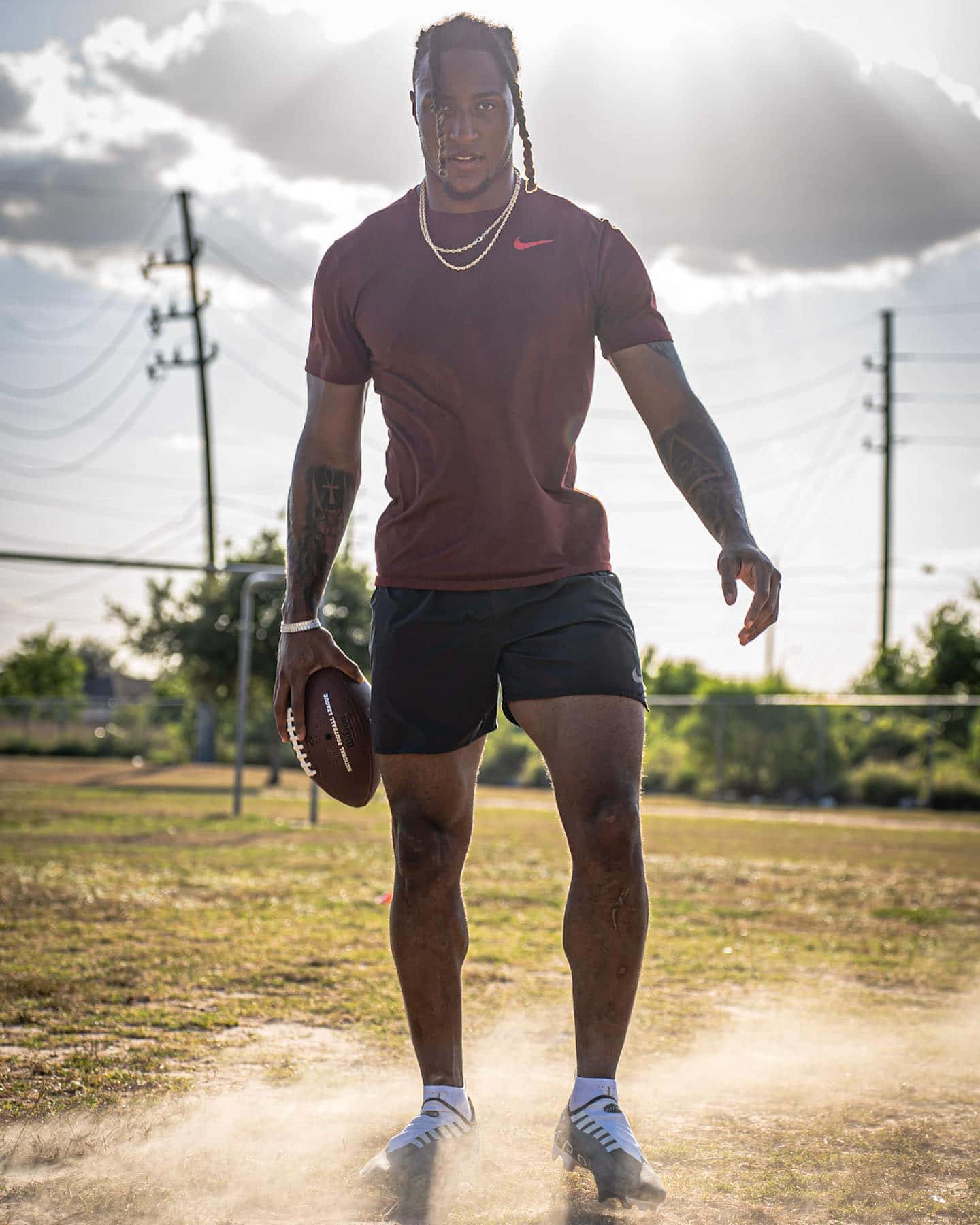 Athlete Training Sunset Football.jpg Wallpaper