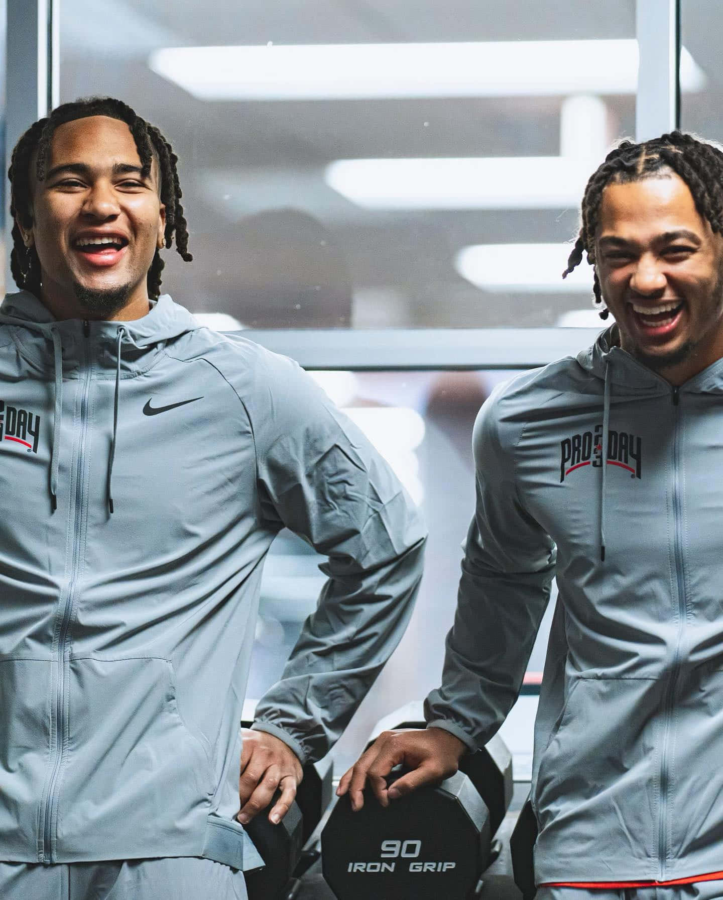 Athletes Smiling Pro Day Preparation Wallpaper