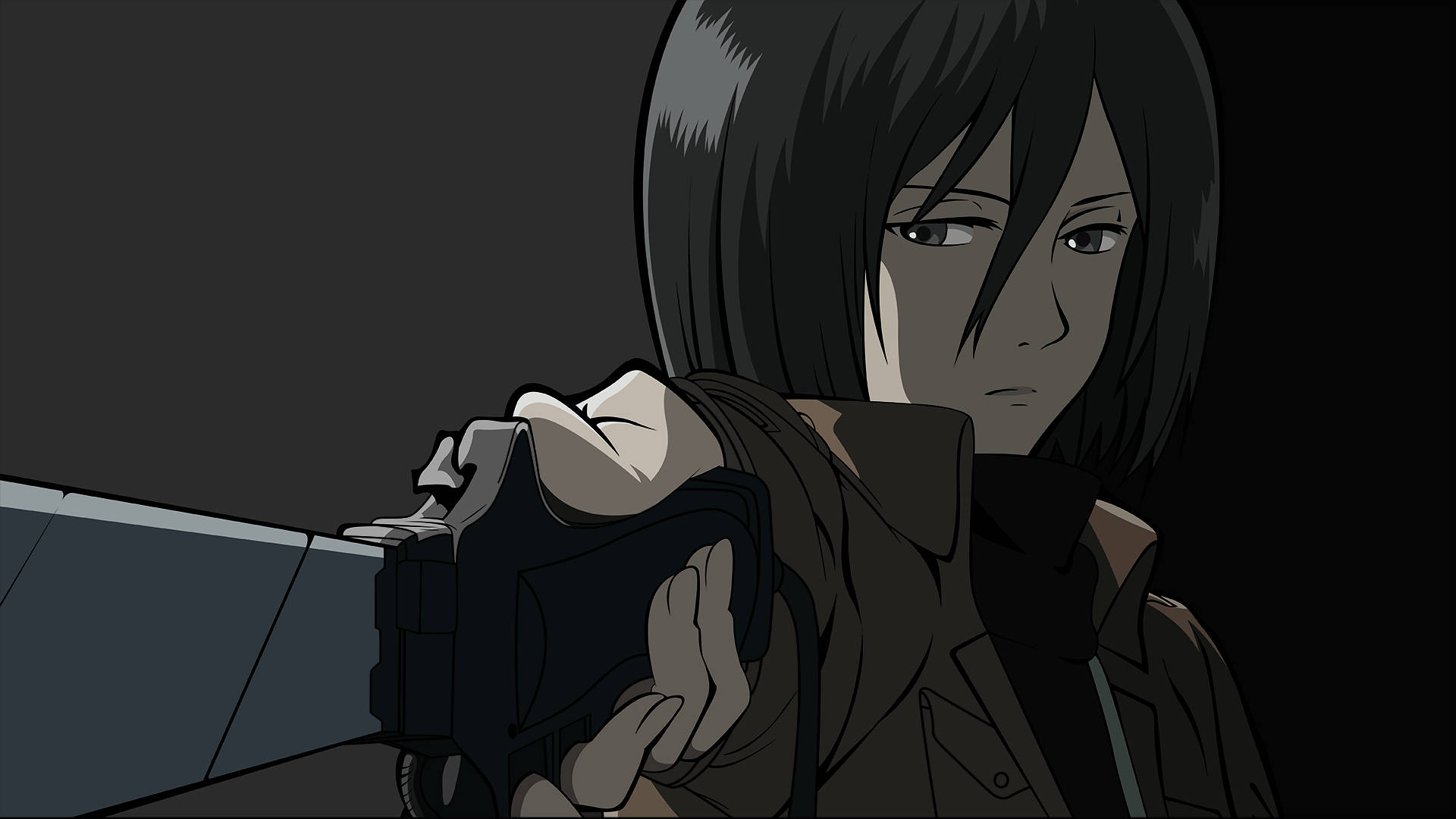 Attack On Titan Pc Threatening Mikasa Wallpaper