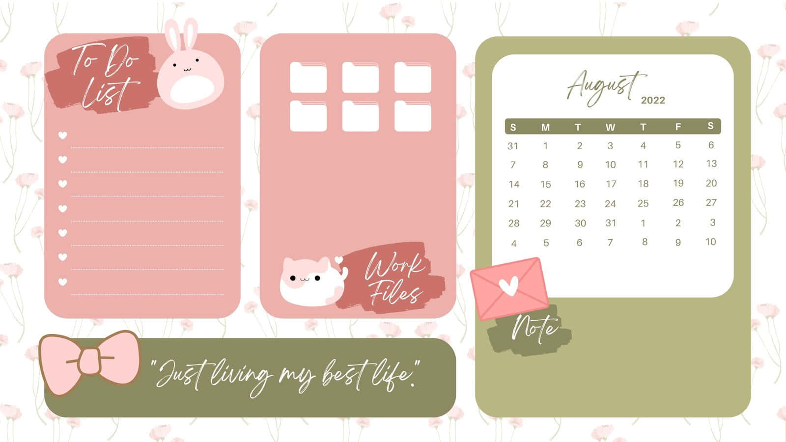 August Cute Desktop Organizer Wallpaper