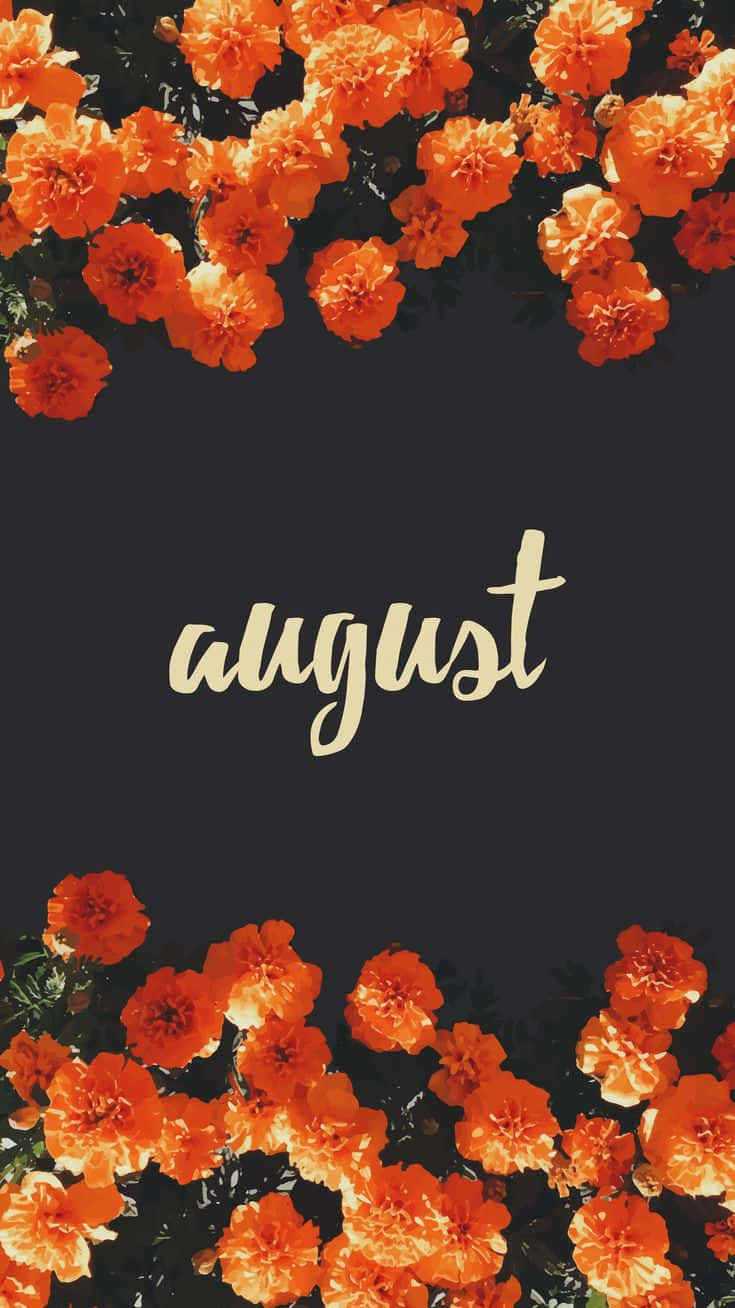 August Orange Floral Aesthetic Wallpaper