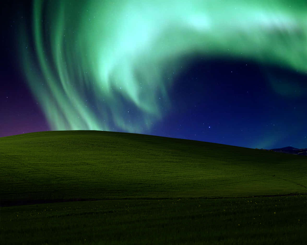 Aurora_ Over_ Green_ Hills.jpg Wallpaper