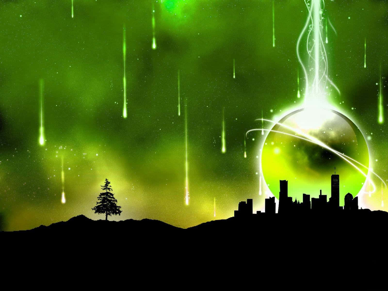 Aurora Over Silhouette City Wallpaper