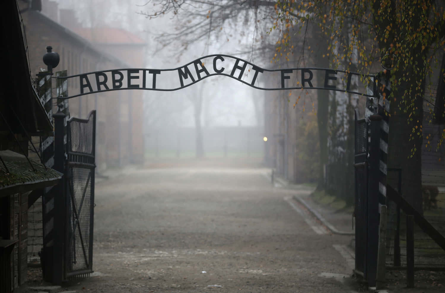 Auschwitz Classical Main Gate In Poland Wallpaper