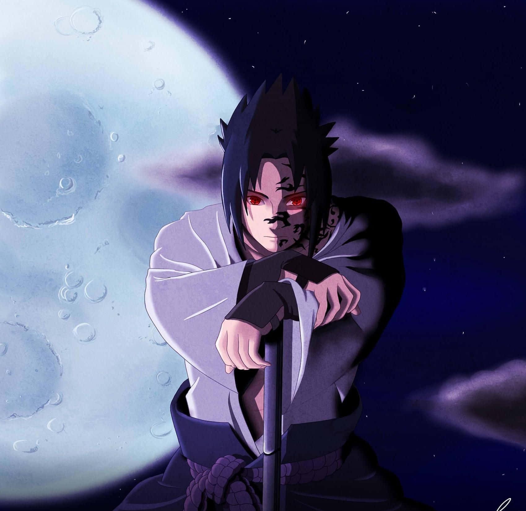 Auspicious Blue Sasuke Character Wallpaper