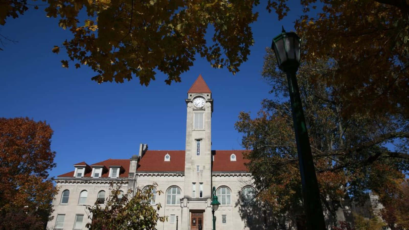 Autumn College Campus Clock Tower Wallpaper