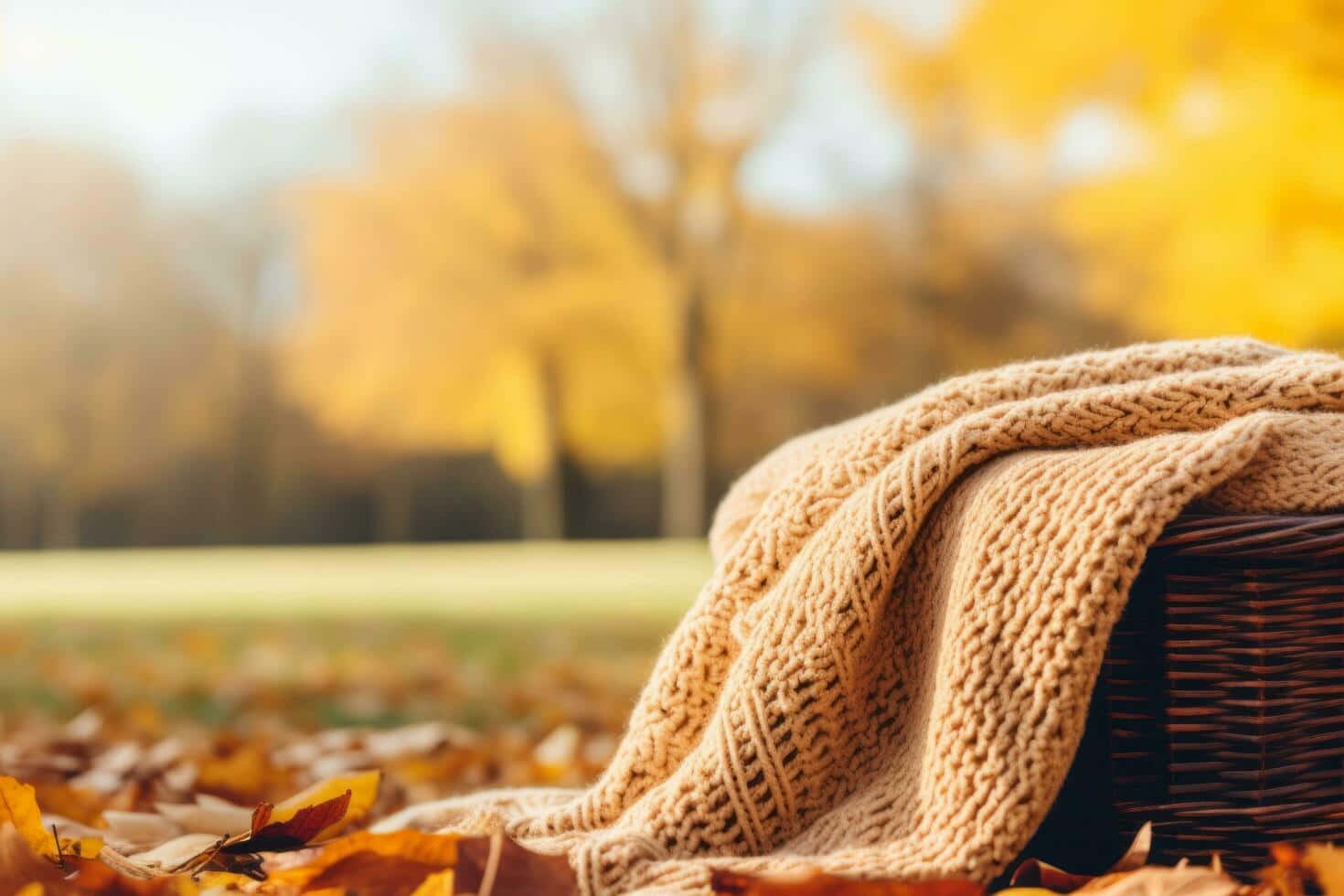 Autumn Comfort Basket And Blanket.jpg Wallpaper