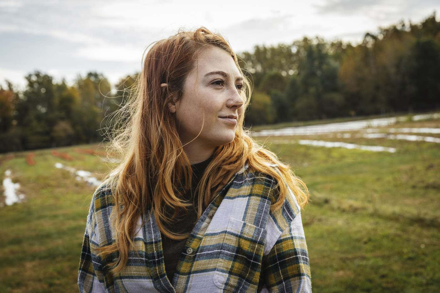 Autumn Field Granola Aesthetic Woman Wallpaper