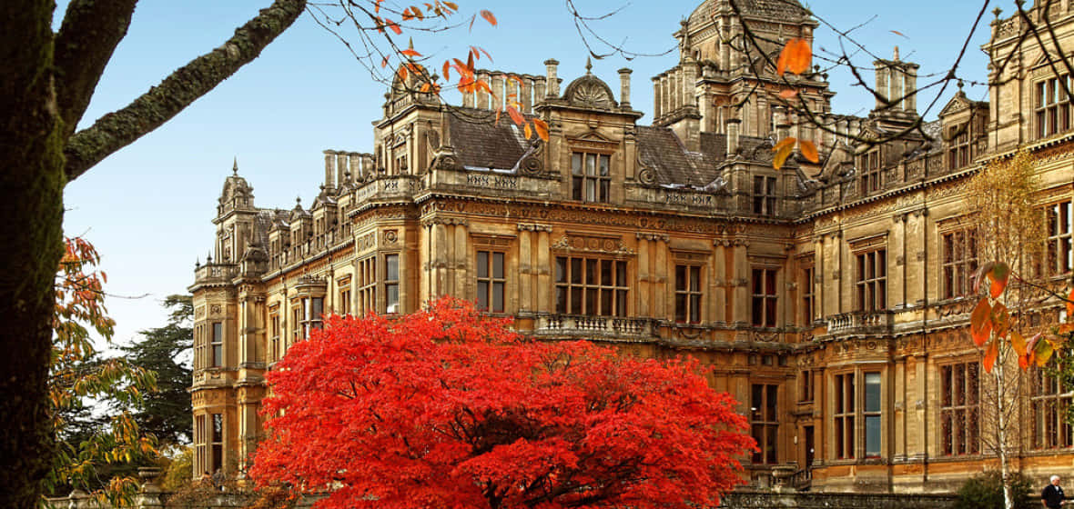 Autumnal Historic Mansion Gloucester U K Wallpaper