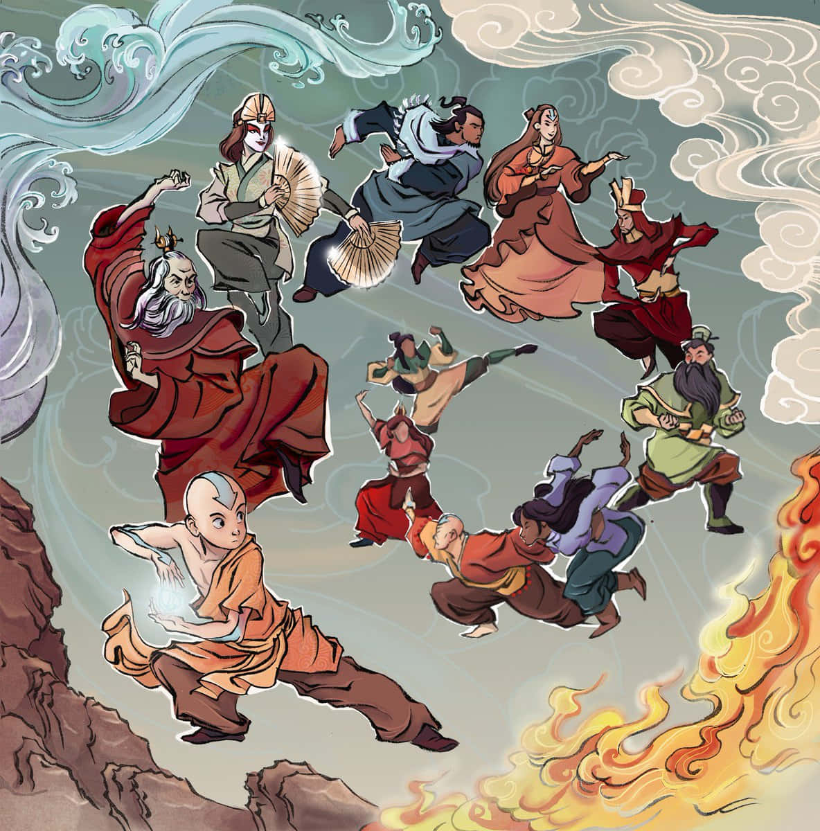 Avatar Elemental Cycle Illustration Wallpaper