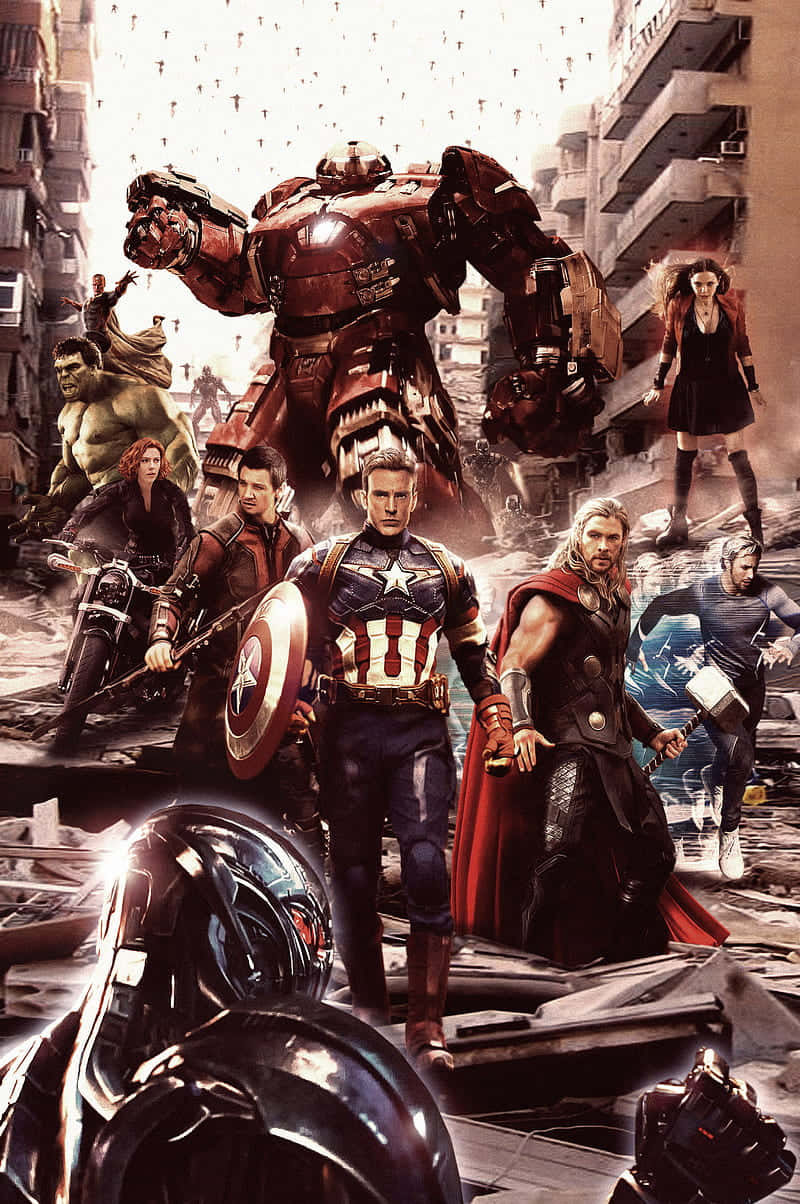 Avengers Team Assemble Battle Scene Wallpaper