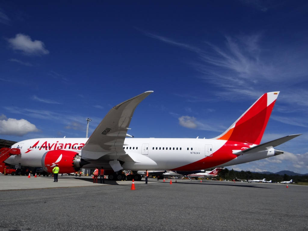 Avianca Airline Boeing 787 Dreamliner Beneath Blue Sky Wallpaper