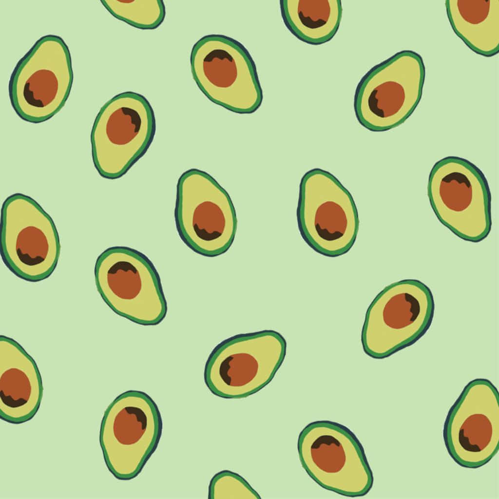 Avocado Pattern Green Background Wallpaper