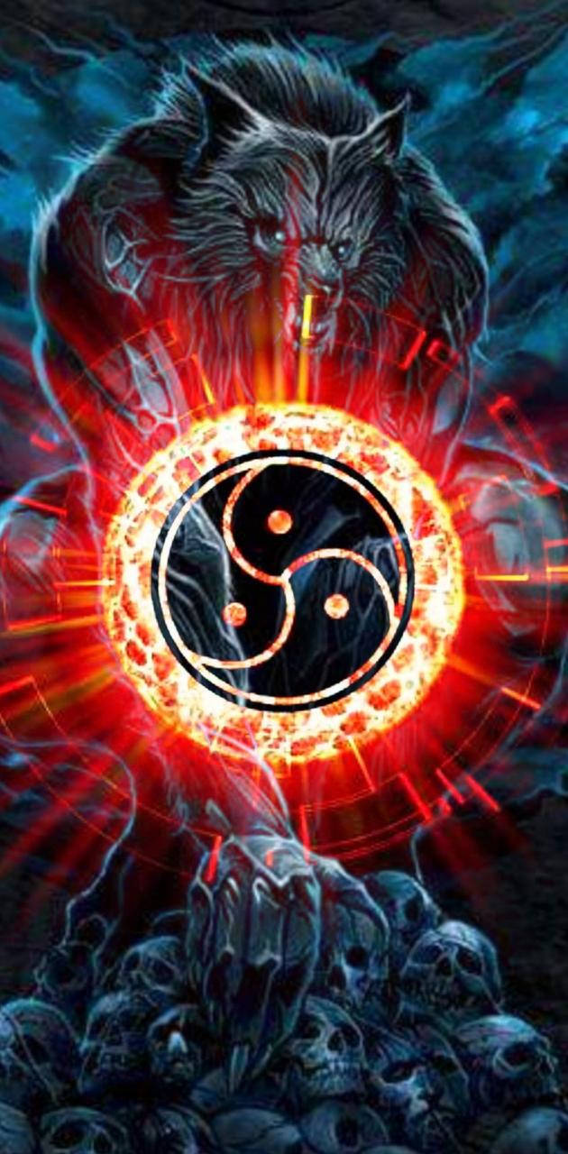 Awesome Circular Triskelion Werewolf Wallpaper