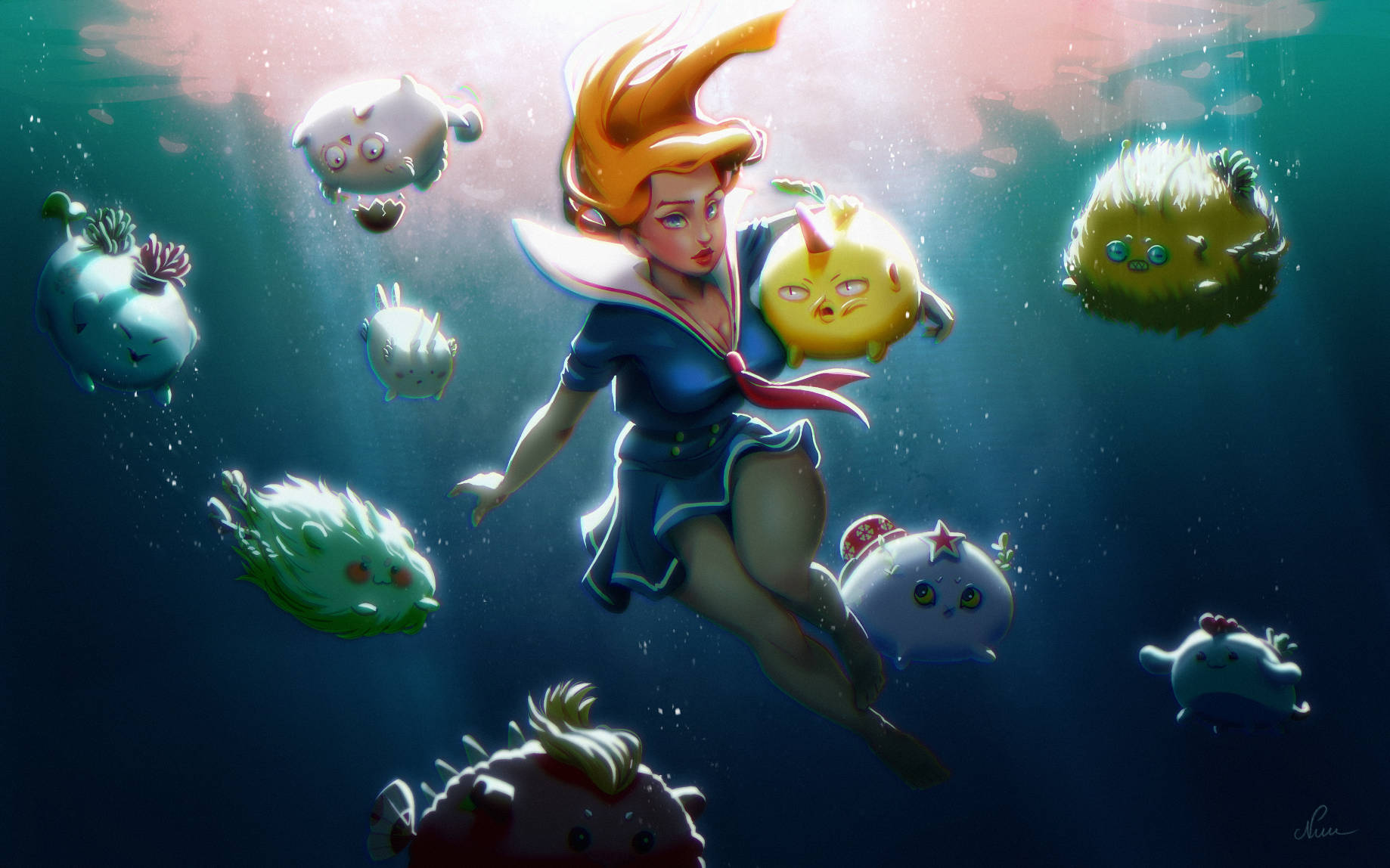 Axie Infinity Girl Underwater Wallpaper