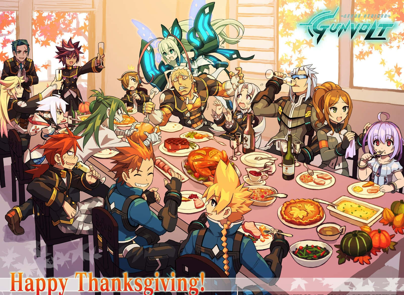 Azure Striker Gunvolt Anime Thanksgiving Wallpaper