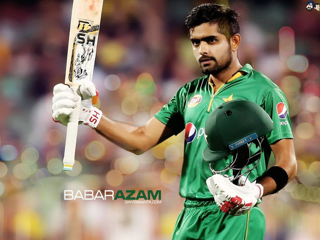 Babar Azam Cricket Bat With Decals Wallpaper