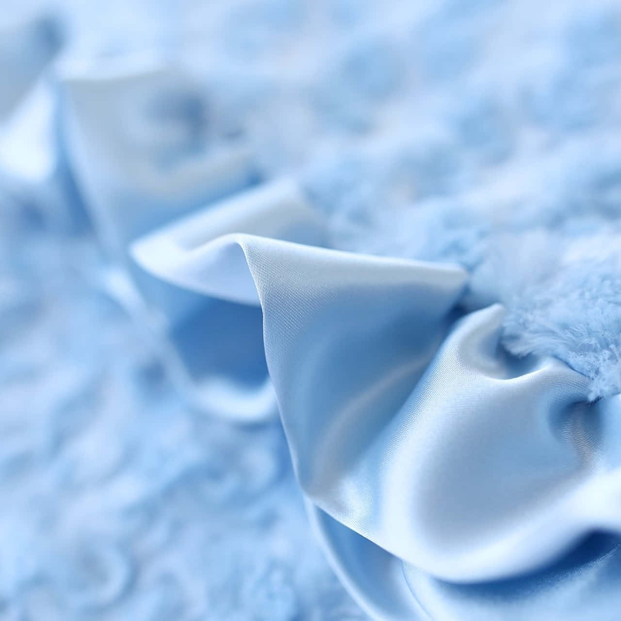 Baby Blue Light Blue Aesthetic Satin Ribbon Ruffles Wallpaper