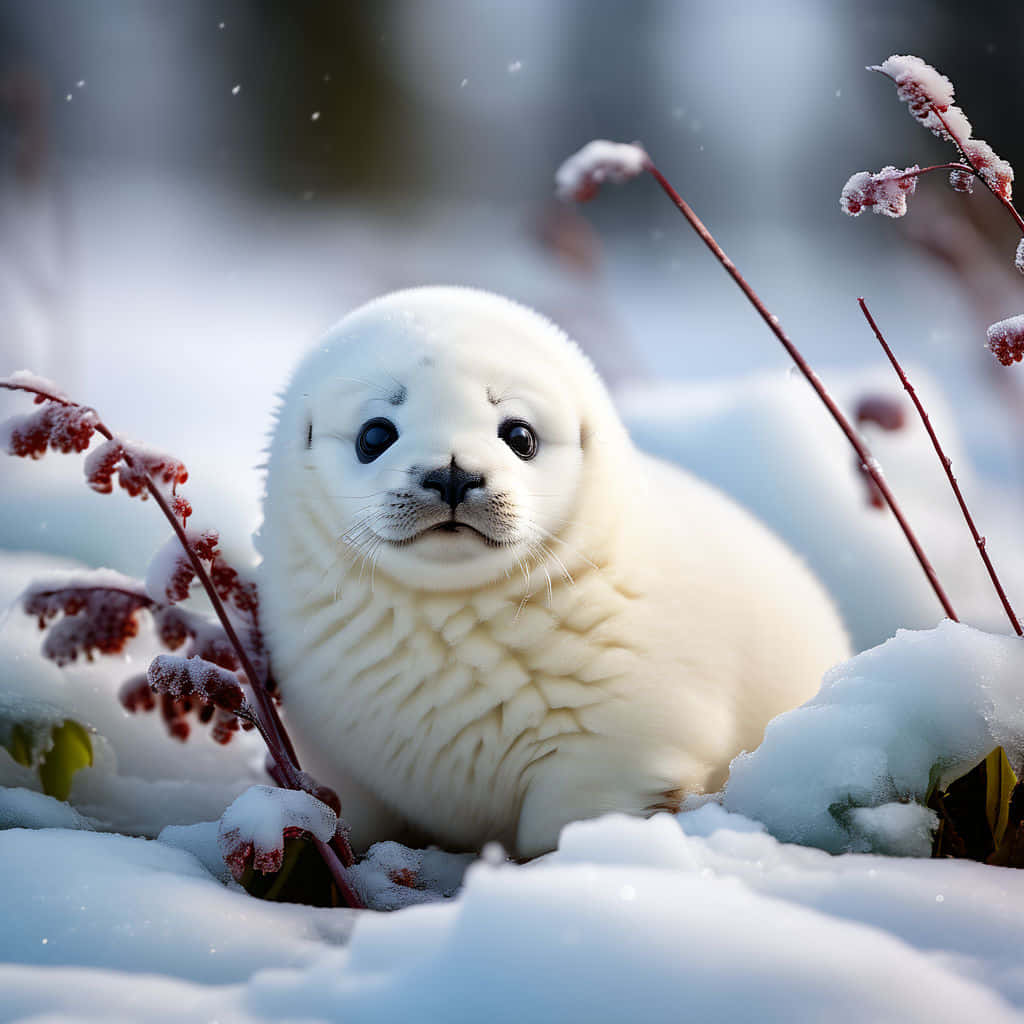 Baby Harp Sealin Snow Wallpaper