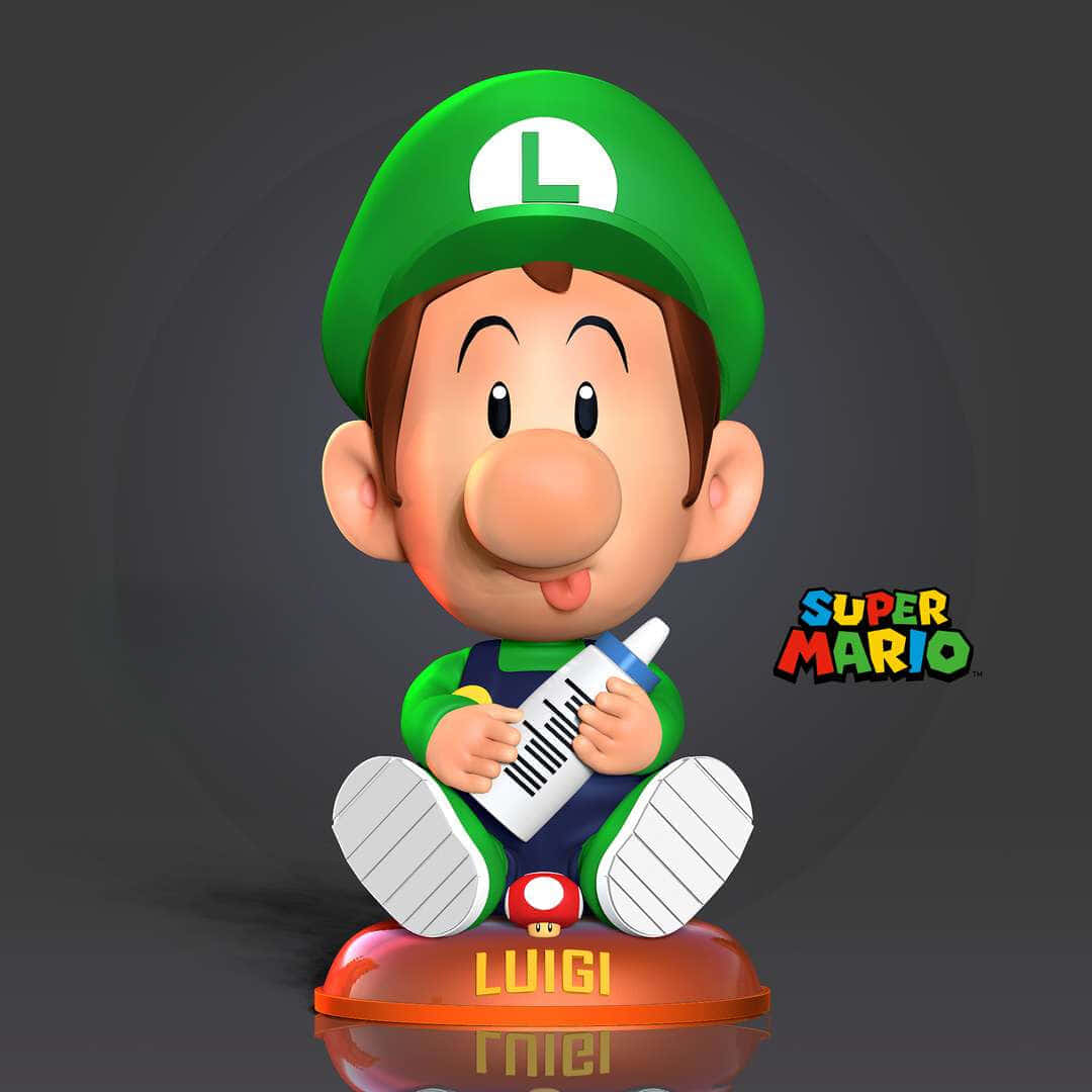 Baby Luigi With Milk Bottle3 D Render Wallpaper