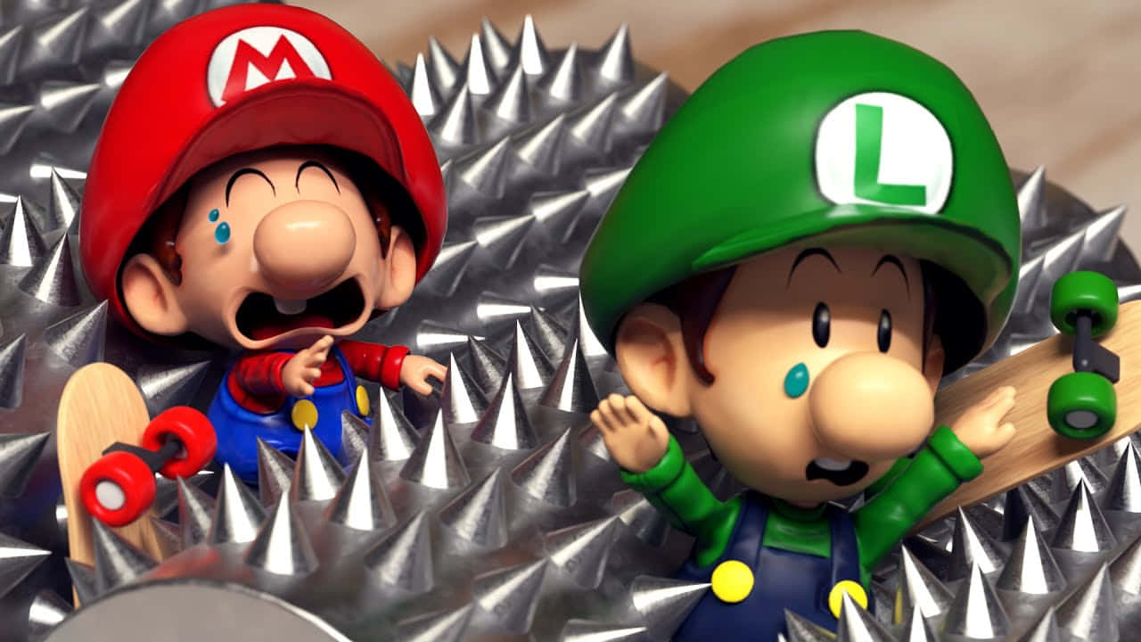 Baby Marioand Luigi Spiked Trouble Wallpaper