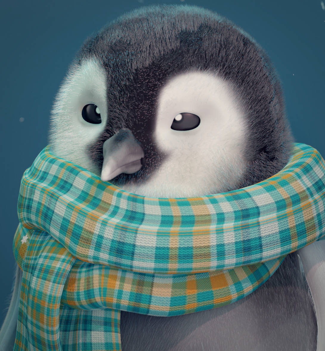 Baby Penguin Artwork Wearing A Scarf Wallpaper