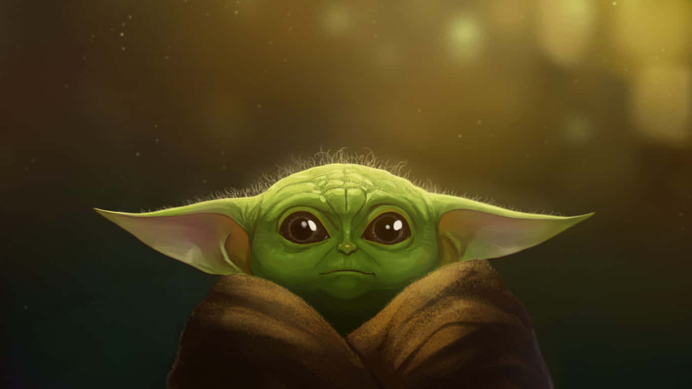 Baby Yoda Cartoon 1366 X 768 Wallpaper