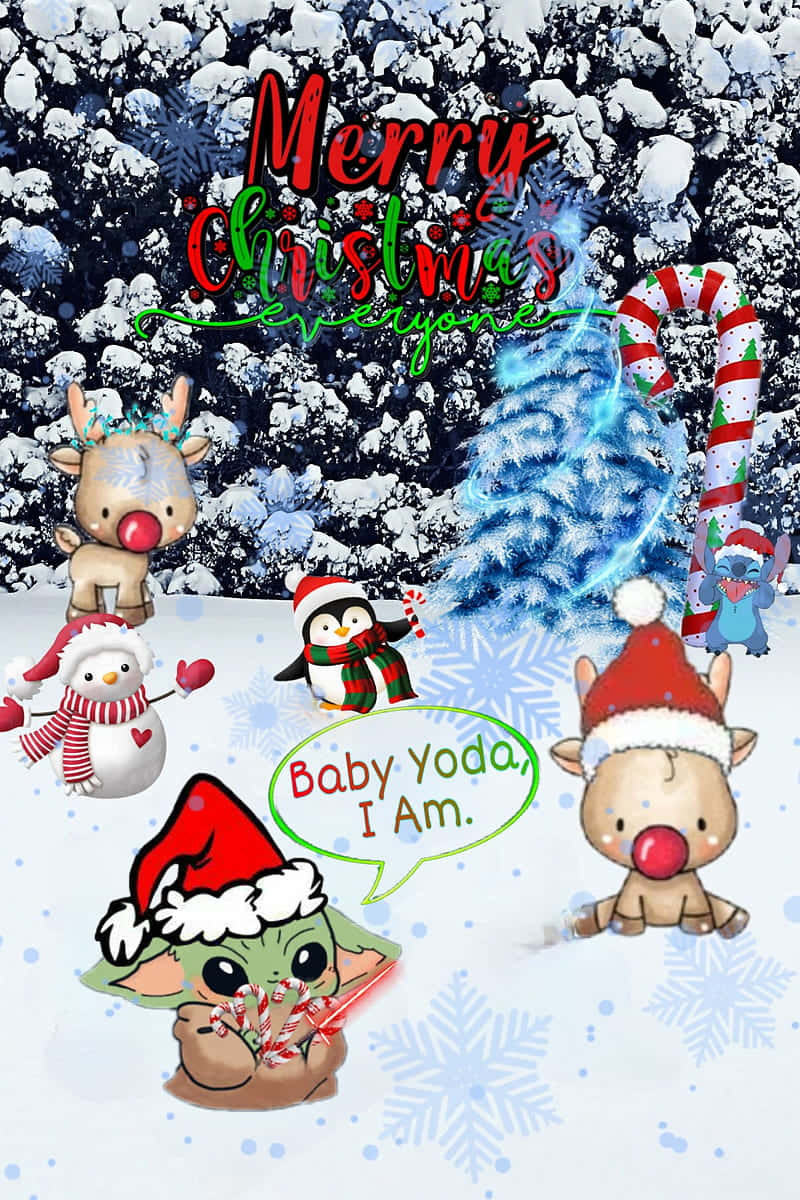 Baby Yoda Christmas Friends Wallpaper