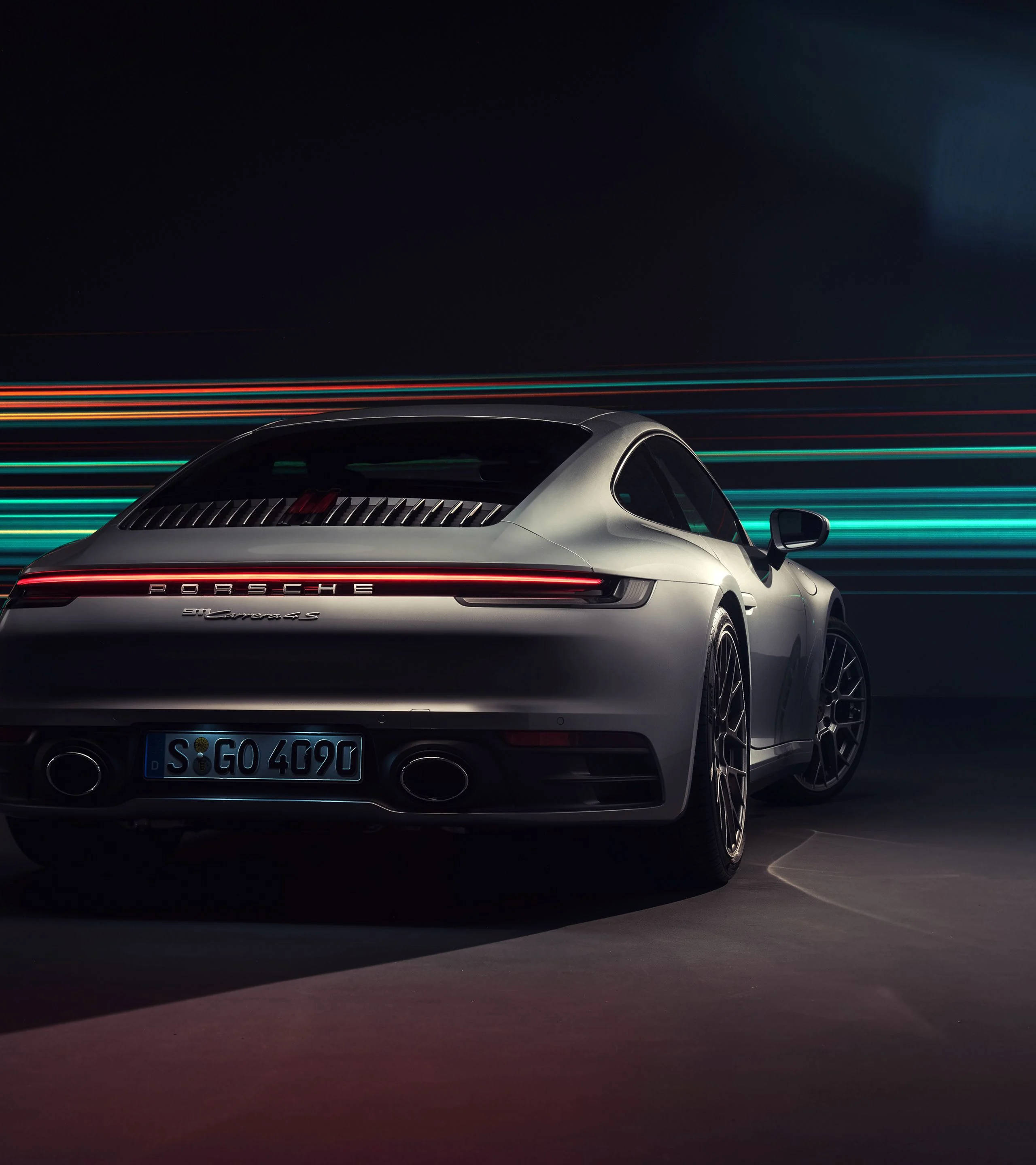 Back View Of Gray Porsche 911 Wallpaper