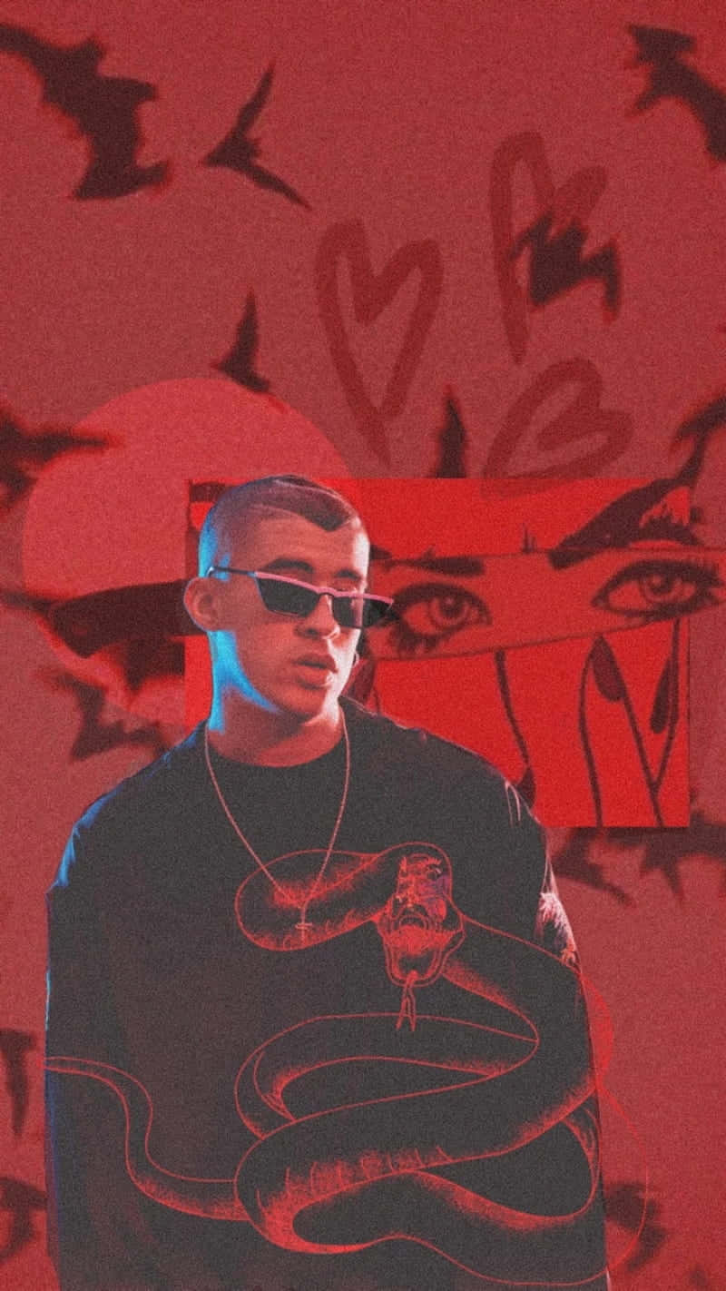 Bad Bunny Red Aesthetic Portrait Wallpaper