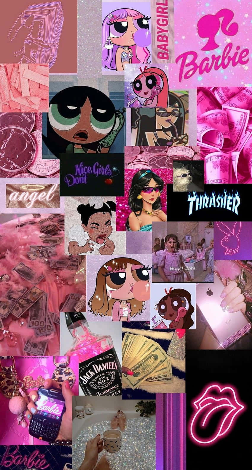 Baddie Barbie Aesthetic Collage Wallpaper