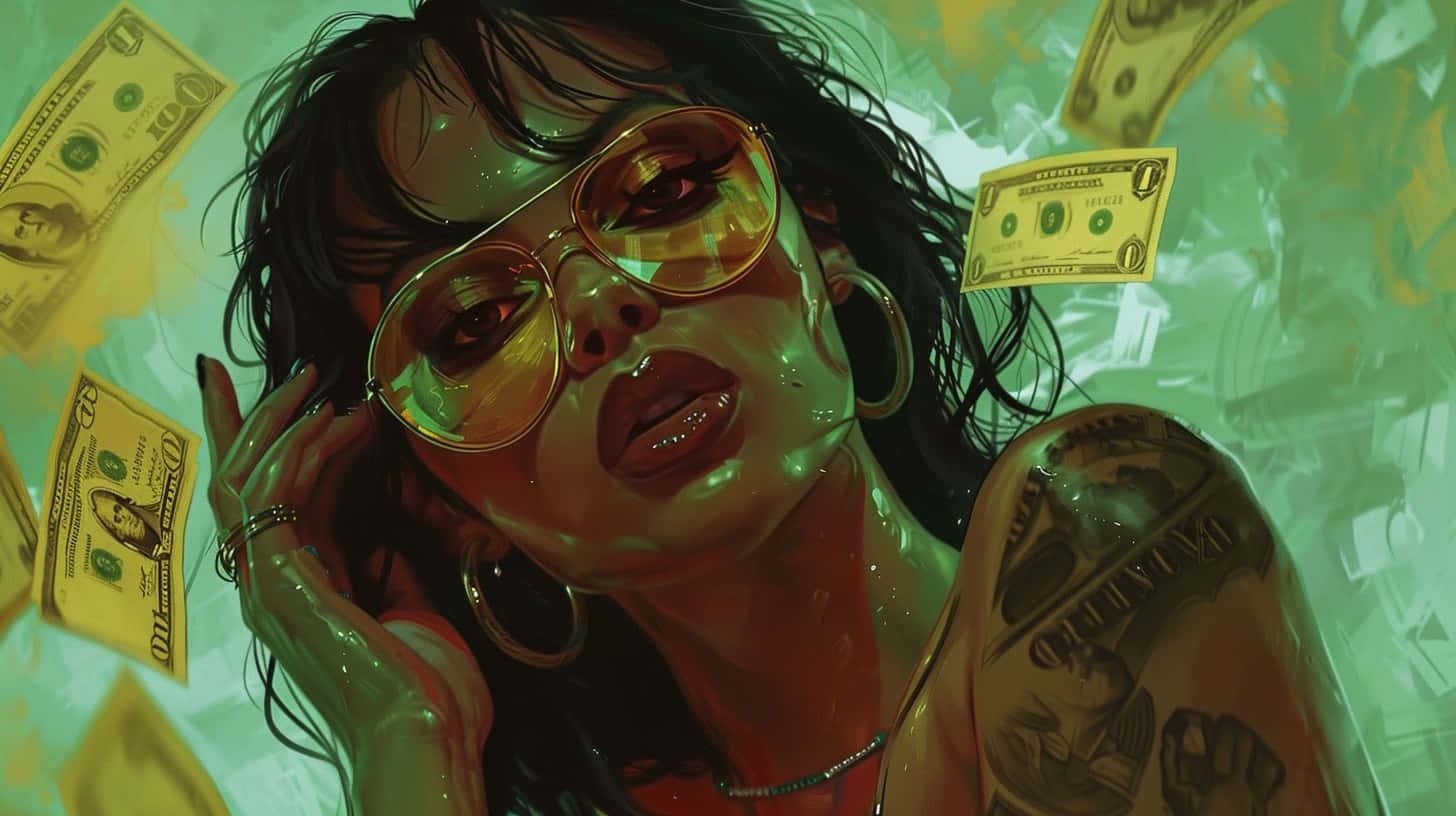 Baddie Money Aesthetic Artwork Wallpaper