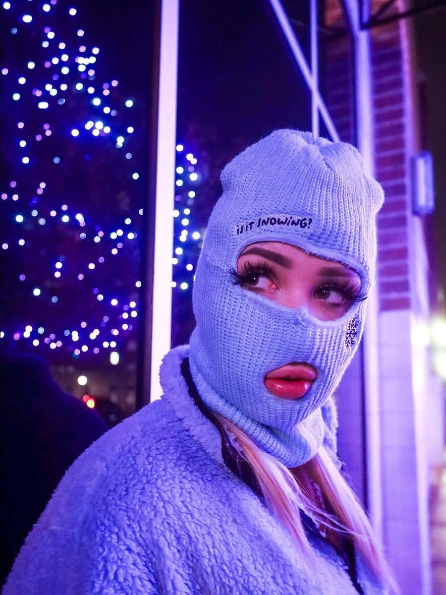 Baddie Ski Mask Glitter Makeup Wallpaper