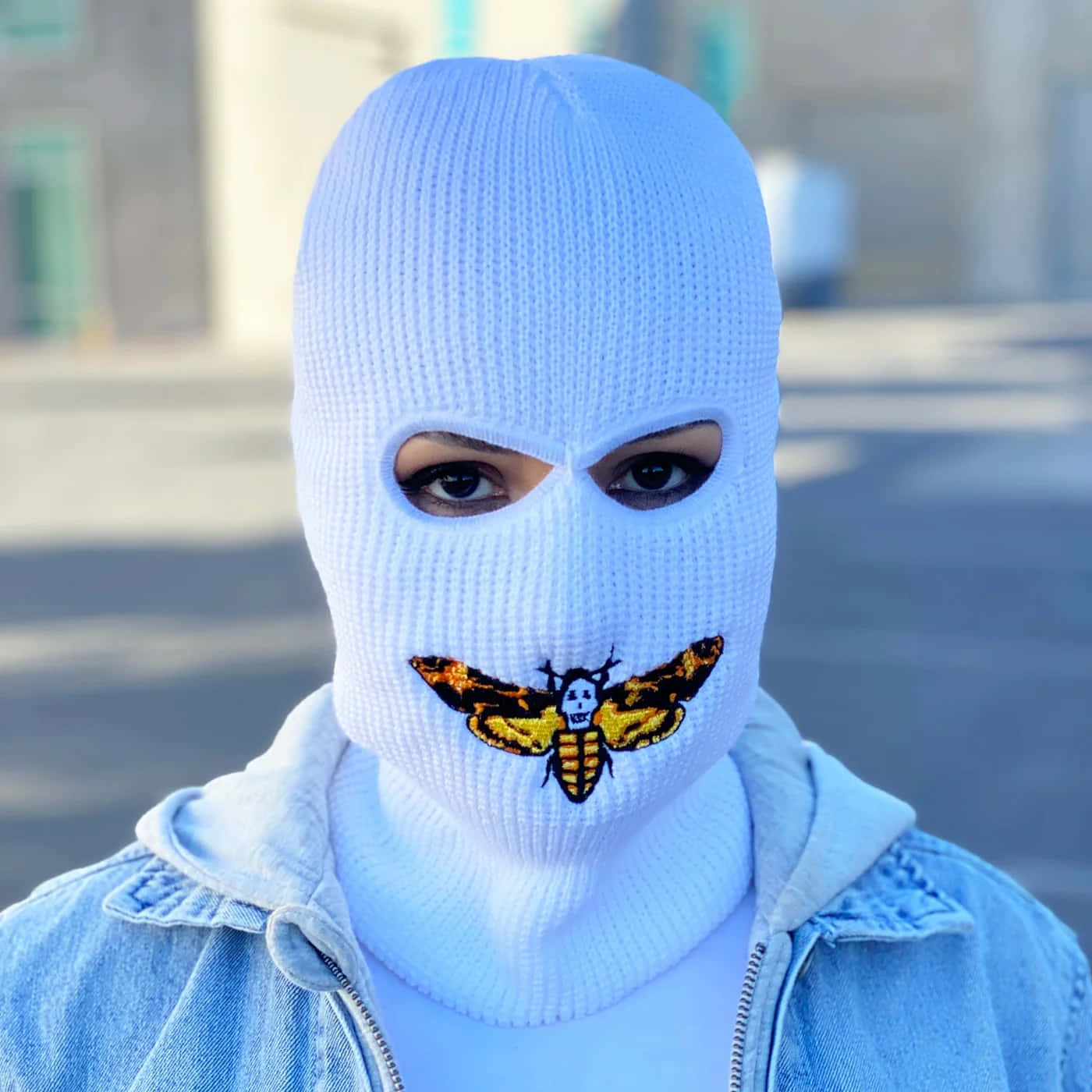 Baddie Ski Maskwith Embroidered Moth Wallpaper