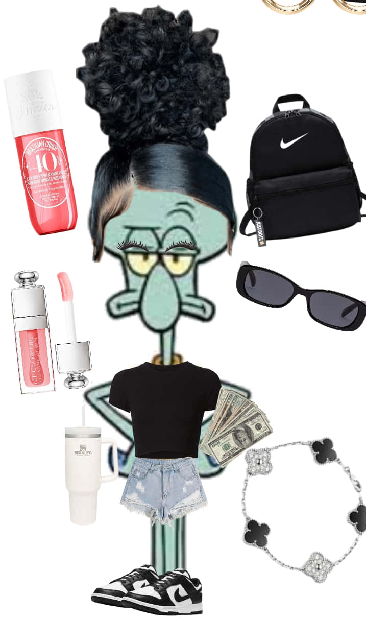 Baddie Squidward Fashion Items Wallpaper