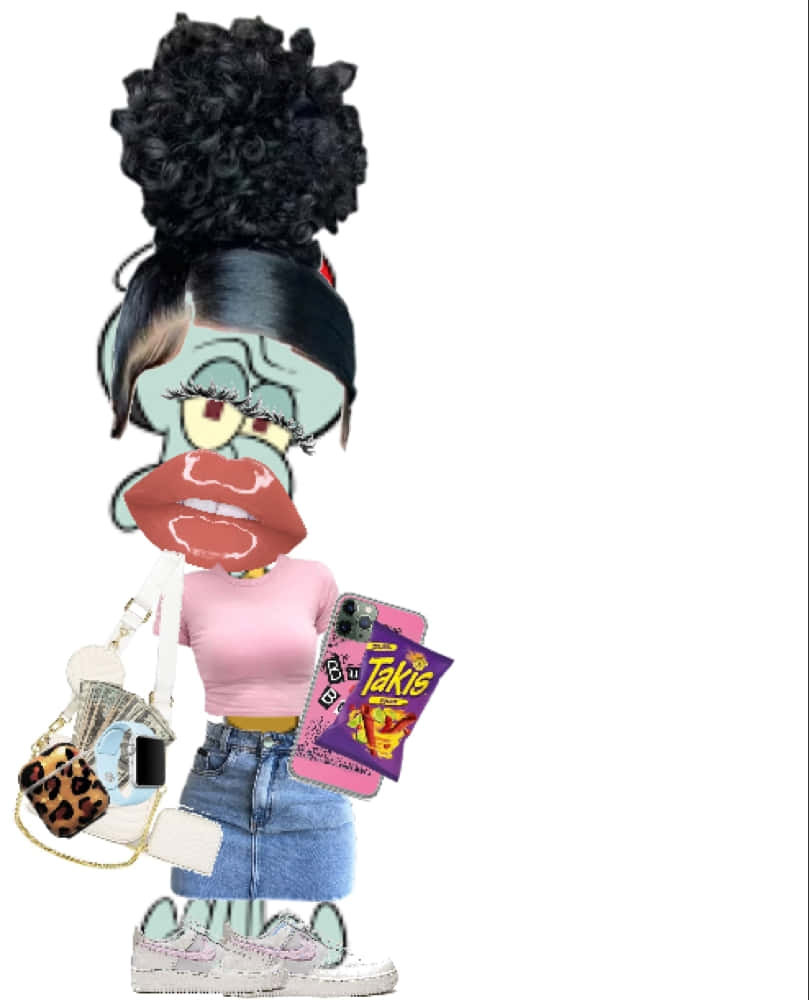 Baddie Squidward Meme Fashionista Wallpaper