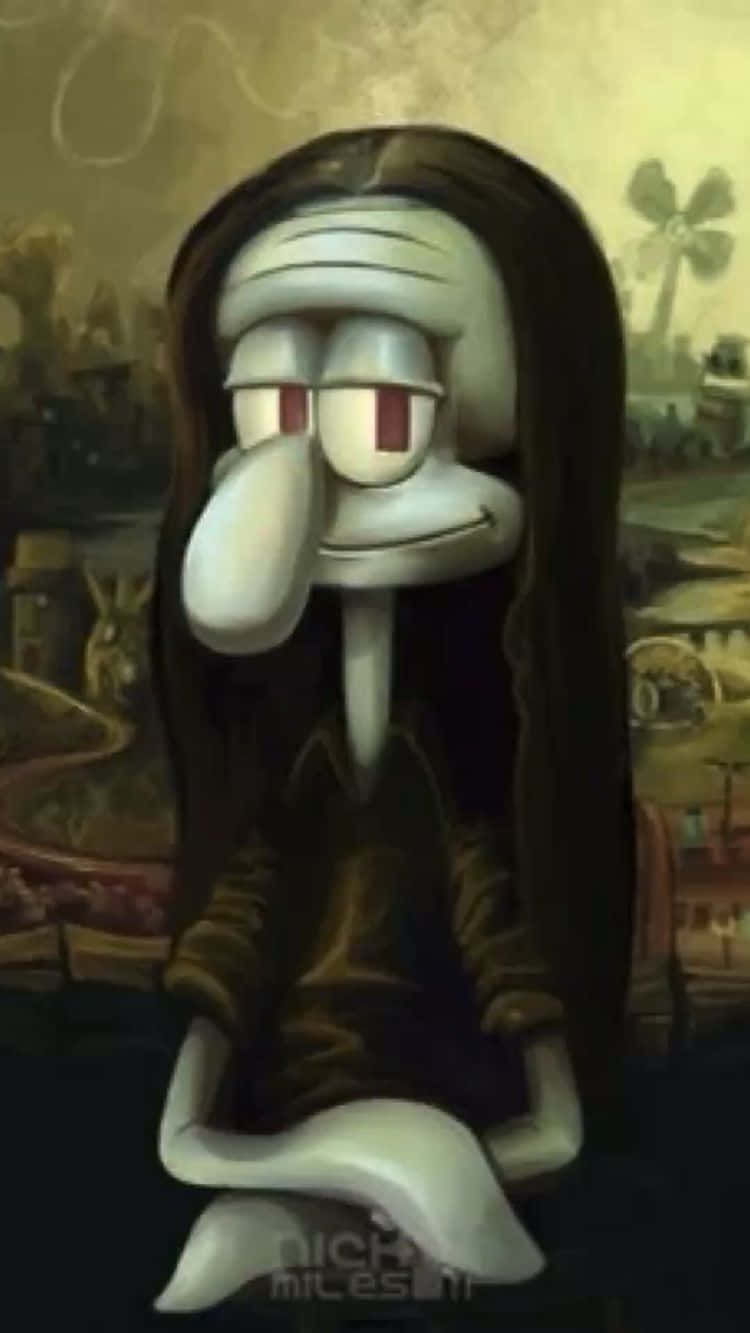 Baddie_ Squidward_ Mona_ Lisa_ Parody Wallpaper