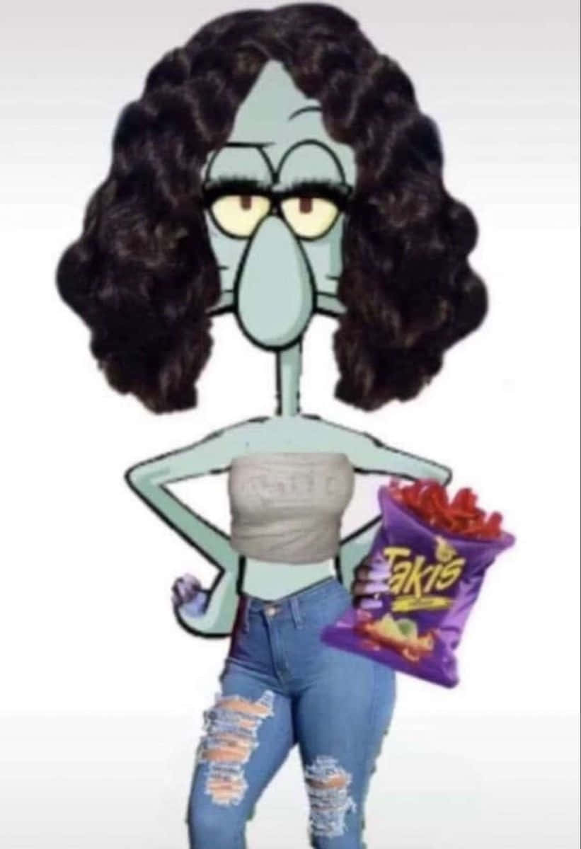 Baddie Squidward With Takis Wallpaper