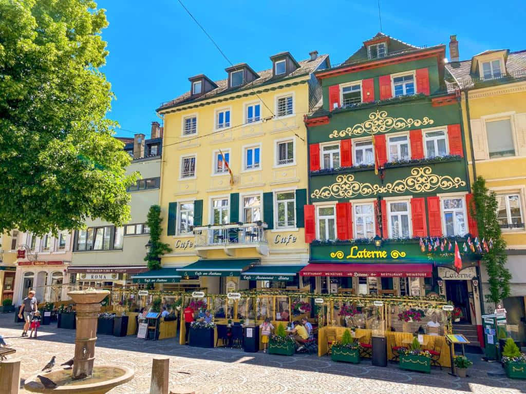 Baden Switzerland Cafe Street Scene Wallpaper