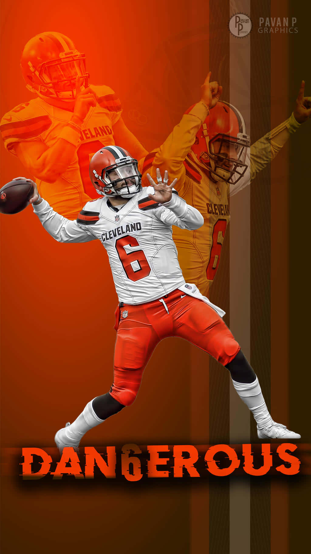 Baker Mayfield Dangerous Art Orange Design Wallpaper