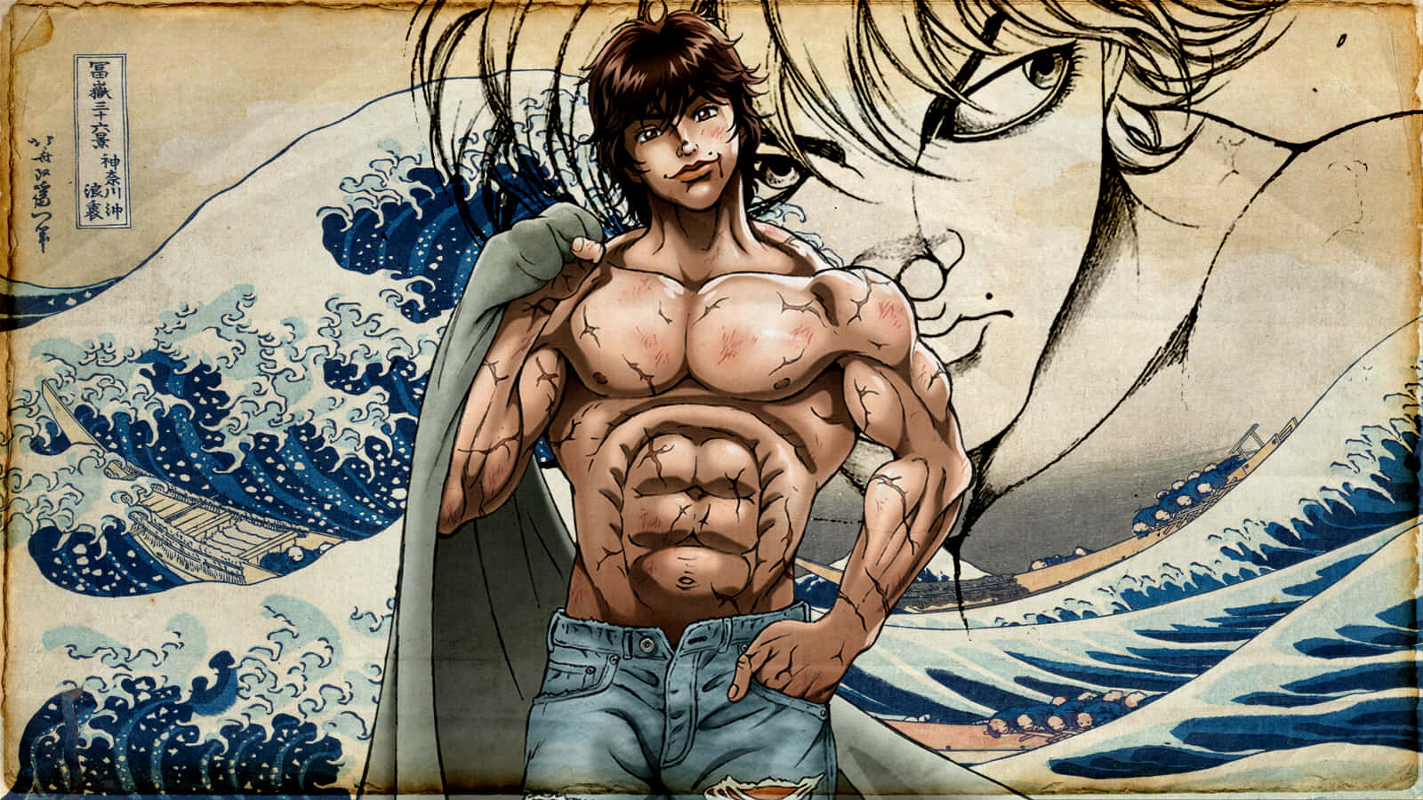 Baki Anime Character Great Wave Wallpaper