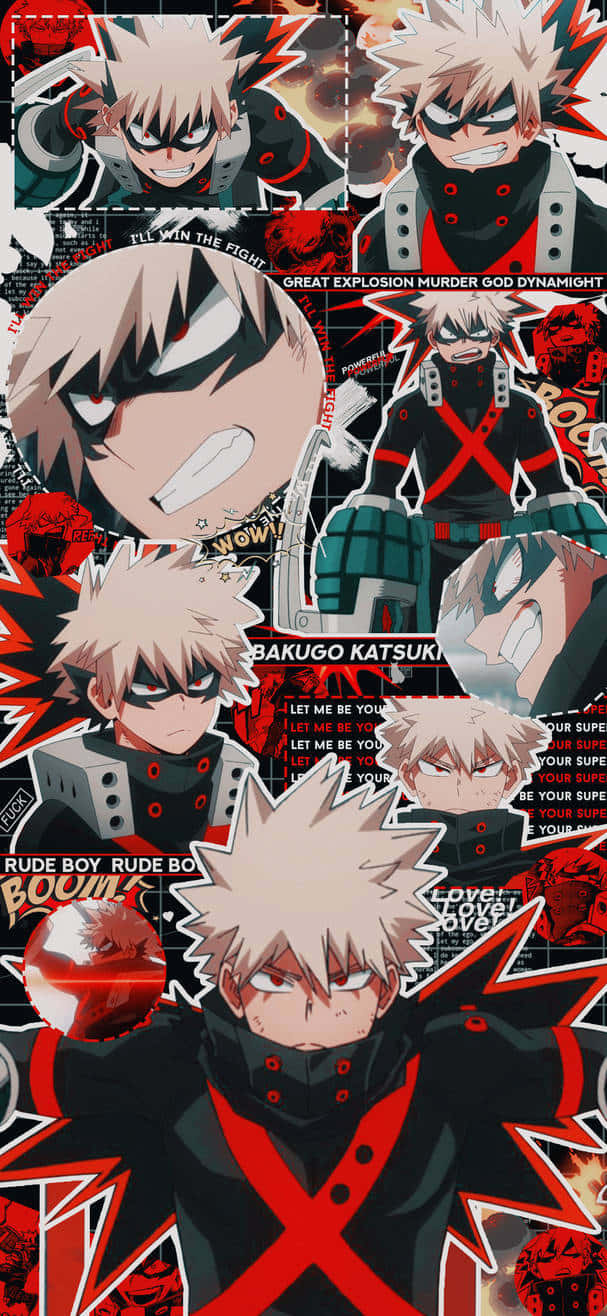 Bakugo Katsuki M H A Aesthetic Collage Wallpaper