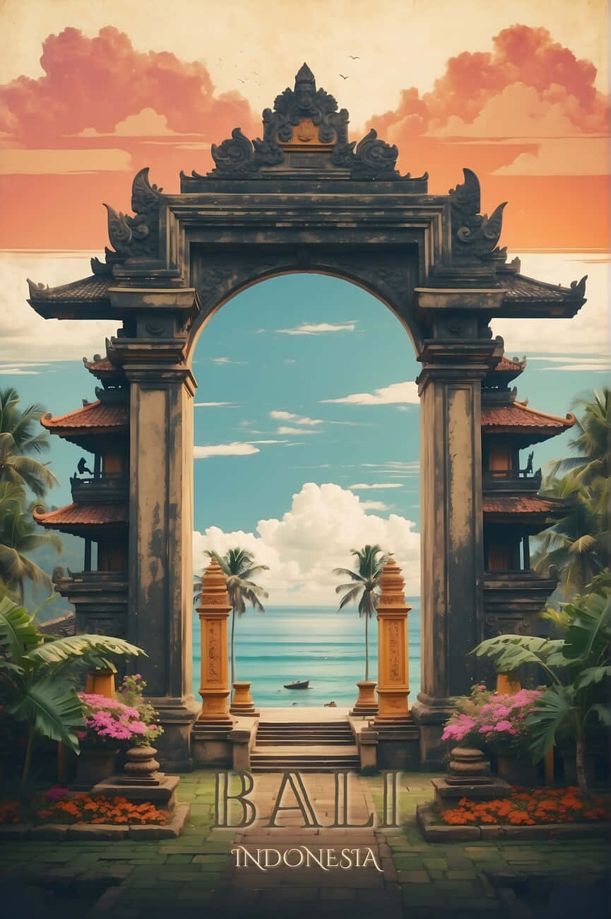 Bali Indonesia Vintage Travel Poster Wallpaper