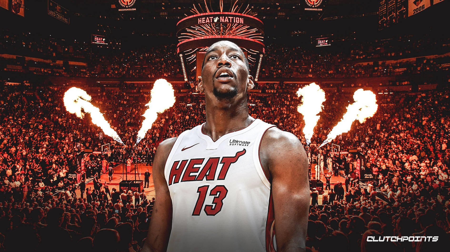 Bam Adebayo In Miami Heat Stadium Wallpaper